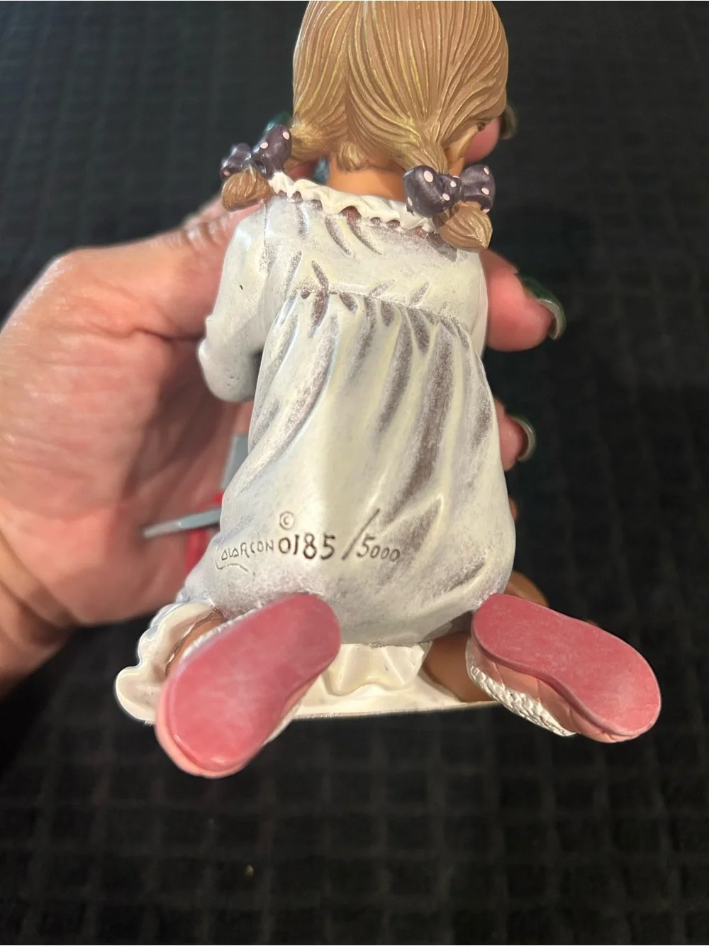 Girl and Puppy Figurine - White Dress & Brown Puppy Collectible